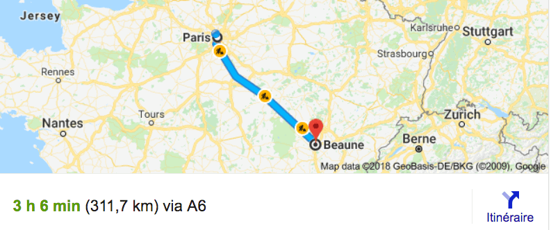 Private transfer from Paris to Beaune with driver and car