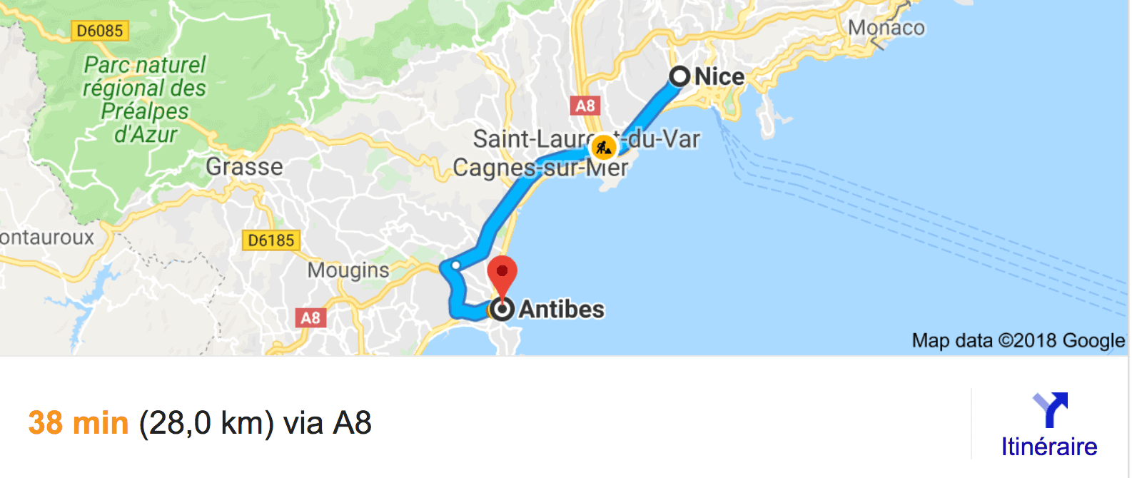 Private transfer from Nice to Antibes with Driver and Car